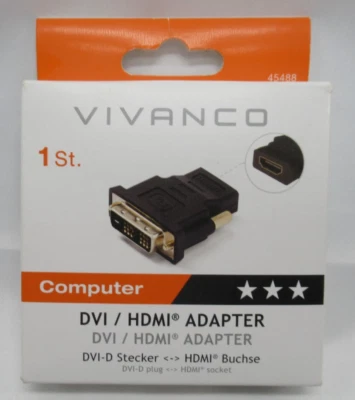 VIVANCO HDMI DVI Adapter, DVI-D Stecker - HDMI Buchse (454888) - Bild 1 von 3