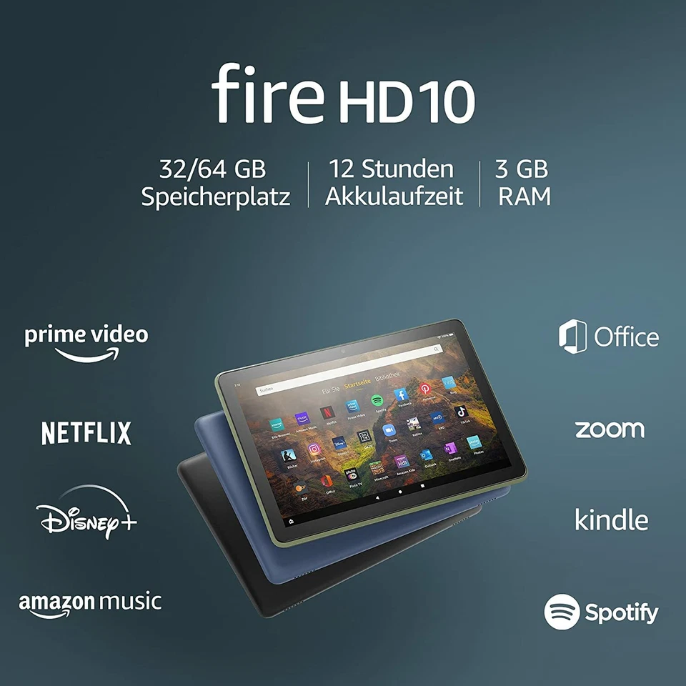 Amazon Fire HD 10-Tablet (10,1 Zoll) - 11. Gen. - 2021, 32GB - Bild 1 von 1