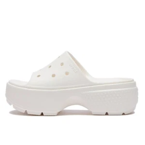 New Womens CROCS STOMP SLIDE 209346-0WV CHALK WHITE US W 5-8 TAKSE - Picture 1 of 7