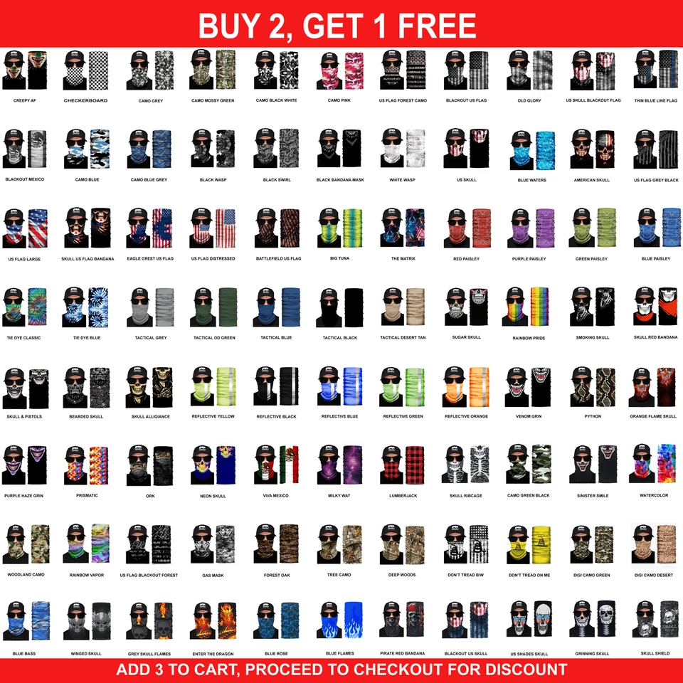 FACE MASK Bandana Neck Gaiter Headband Scarf Reusable Breathable UV Sun Shield   - Image 1 of 4