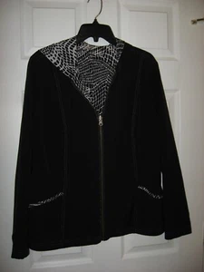 CHICOS, Jacket,2 in 1 , Reversible,Black Zip Front,Light, Casual,Hooded,2- Large - Picture 1 of 9