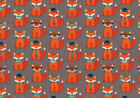Fabric Orange Fox Foxes on Gray Eyeglasses Novelty Fun I Spy 100% Cotton BTY NEW