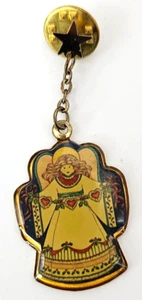 VTG Folk Art Angel Dangle Pin Christmas Brooch Jim Shore Style Winter Holiday 2" - Picture 1 of 5