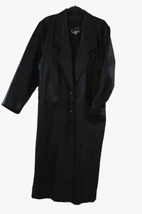 Vintage 80er Damen Leder Trenchcoat Gothic Steampunk Grunge schwarz Größe L - Bild 1 von 16