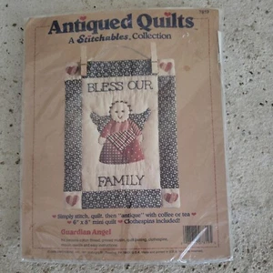 1989 Dimensions Antiqued Quilts Guardian Angel Bless Our Family Quilt Kit #7819 - Picture 1 of 2