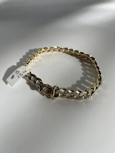 14 Karat Gold Kubanisches Gliederarmband Diamantschliff - Bild 1 von 5