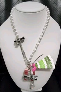 Betsey Johnson Necklace Pink Gift Box Present/Shoe Faux Pearl Christmas Ornament - Picture 1 of 17