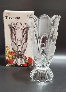 Vintage Toscana Clear & Frosted Glass Vase, BN In Box, 9.25" Tall, Made In Italy - Picture 1 of 18