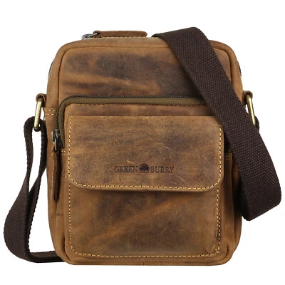Greenburry Vintage kleine Leder Crossover Bag Umhängetasche Schultertasche 1542