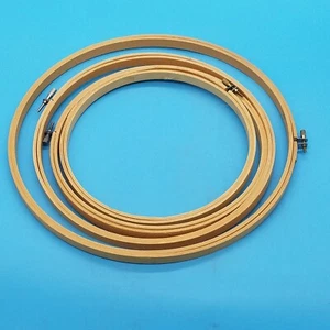 (4) EMBROIDERY HOOPS WOOD 8 9 10 12" METAL CROCHET SEW PUNCH NEEDLE CROSS STITCH - Picture 1 of 2