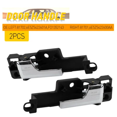 2x Manija de puerta interior para Ford Fusion MKZ 2006-2012 delantera izquierda y derecha cromada Foto 1 de 4