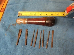 Early Rare Antique Miller Falls Multi Tool Screwdriver w/ 8 Bits-Wood Handle  - Picture 1 of 7
