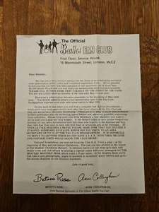 Beatles Fan Club Letter 1965 Subscription Acknowledgement Letter - Imagen 1 de 4