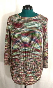 Westport 1962 Women's Rainbow Multicolor Knit Pullover Crochet Sweater Size M - Picture 1 of 6
