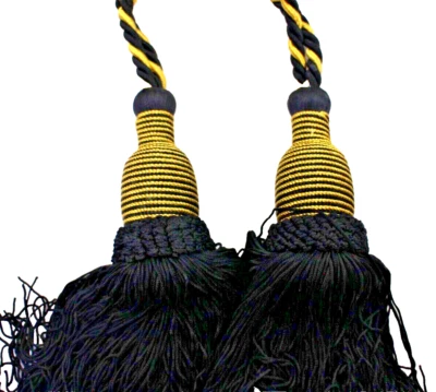 Corbatas de cortina con borla negra/dorada par de 2 piezas 45" Foto 1 de 4