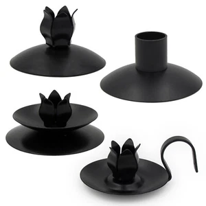 Dinner Candle Holder Black Metal - Made in UK - Picture 1 of 7