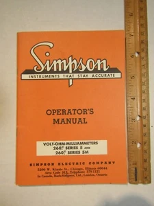 Simpson V.O.M Model 260 Series 5 & 5M Operator's Manual ~ C. 1968 ~ Original - Picture 1 of 4