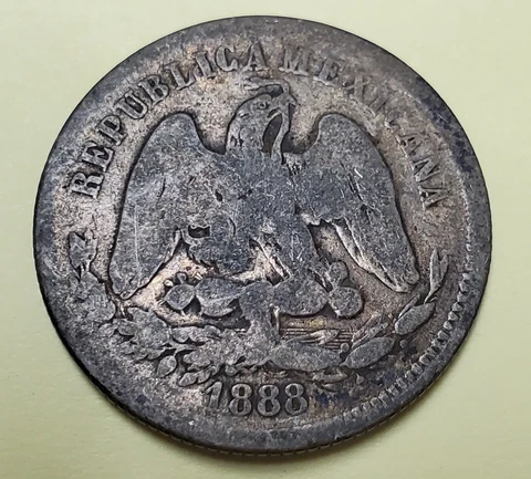 1888 Mexico 25 Centavos World Silver Coin Cover