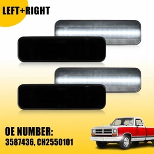 4PC Clear Lens White LED Front Side Marker Light Lamp For Dodge D100 D150 D250 P - Picture 1 of 14