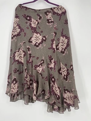 VTG Silk Bohemian Y2K Handkerchief Skirt Midi Dark Romance Flowy Cottage 14 - Image 1 of 4