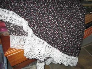 Vintage 6' Cotton and Ribbon Work Lace Circular Table Cloth Handmade? - Picture 1 of 2