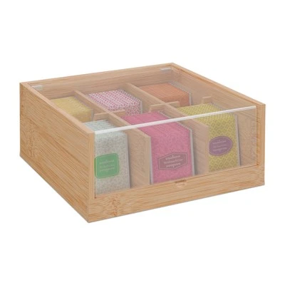 Teebox Teebeutelspender Teebeutelsortierbox Teekästchen Teebeutelkasten 6 Fächer - Bild 1 von 4