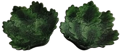 Juego de 2 platos de ensalada de hojas de lechuga vintage VIETRI Italia Foglia mayólica 7032 20 Foto 1 de 4