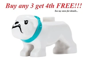 ☀️NUEVO LEGO Minifigura Minifigura Minifigura Animal Mascota Perro Cachorro Bulldog Blanco - Imagen 1 de 3
