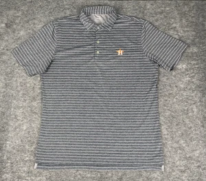 Houston Astros johnnie-O Polo Shirt Mens L Gray Striped Performance Stretch - Picture 1 of 6