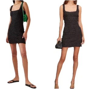 Mara Hoffman Laura schwarzes kleines Minikleid ärmellos figurbetont Popcorn zeitlos - Bild 1 von 11