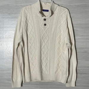 Alan Flusser Men's Beige/Tan Cable Knit Sweater  Cotton Size XL - Picture 1 of 17