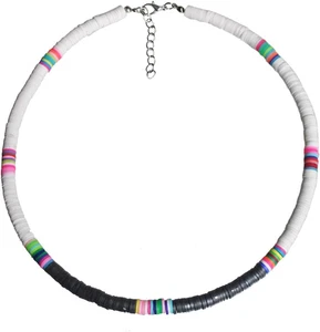 Heishi Surfer Halsband Boho Schmuck leicht bunt afrikanisch Vinyl Scheibe Perlen  - Bild 1 von 9