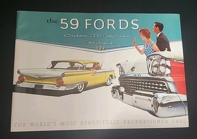 1959 Ford Custom 300 Fairlane 500 Skyliner Color Mid Century MCM Sales Brochure Foto 1 de 4