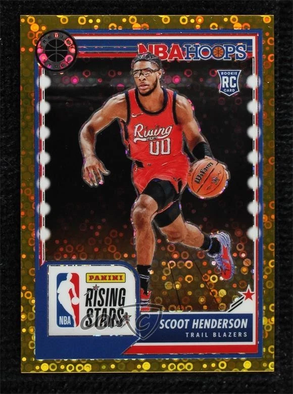 2023 NBA Hoops Premium Stock Gold Disco Prizm /10 Scoot Henderson #280 Rookie RC - Image 1 of 2