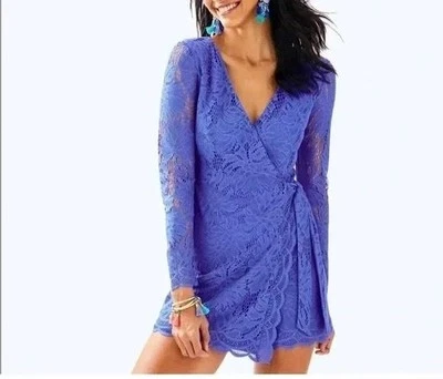 LILLY PULITZER Romper NWT Size XXS  Blue Tiki Paradise Found Lace Wrap  XXS - Image 1 of 4