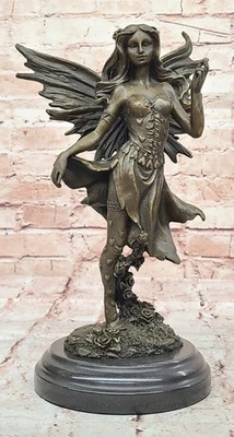 Tinkerbell Fantasy Mystical Fairy Nymph Winged Female Bronze Statue Sculpture - Image 1 of 4