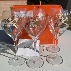 Perrier Jouet Verre Belle Epoque Hand Painted Animone Grand Champagne 6pc Set - Picture 1 of 12