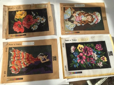 Four (4) Vintage French Needlepoint Canvas. SEG Collection Paris, Unstitched - Image 1 of 4