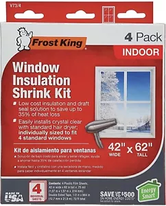 Heavy-Duty E/O Indoor Window Insulation Kit Clear Design Allows Plenty 4per Pack - Picture 1 of 3