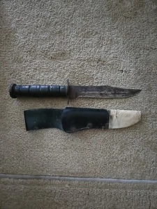 PIC Fighting Knife 10997 Japan 12 inch 7" Bld Stacked Leather Handle Sheath Vntg - Picture 1 of 13