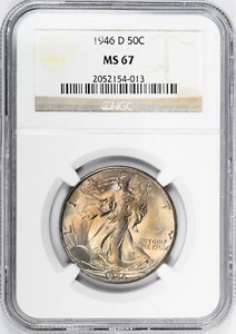 1946-D Walking Liberty Silver Half Dollar NGC MS67 Bronze Toned Semi-PL Reverse - Picture 1 of 5