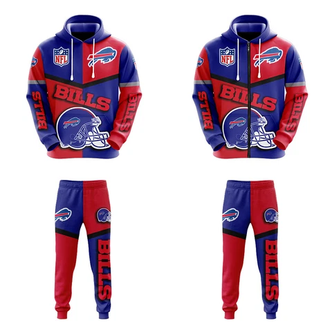 Buffalo Bills Mens Hoodie Sweatsuit Sets Casual Jogging Pants Tracksuit Gift Cover