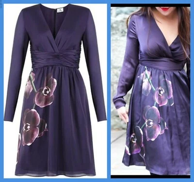 NEW Altuzarra x Target SZ 2 Orchid Faux Wrap Satin A-Line Dress Fit & Flare Plum - Image 1 of 4