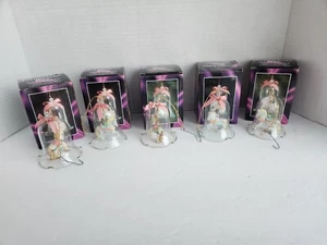 Lotto di 5 Carosello Ornamento Natale Campana Cristallo Porcellana Bisco Cavallo - Foto 1 di 4