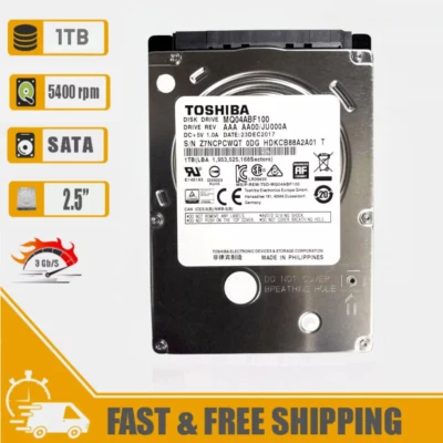 Toshiba (SATA) 2.5" MQ04ABF100 1TB Internal Hard Drive 5400RPM 7mm for Notebook - Image 1 of 4