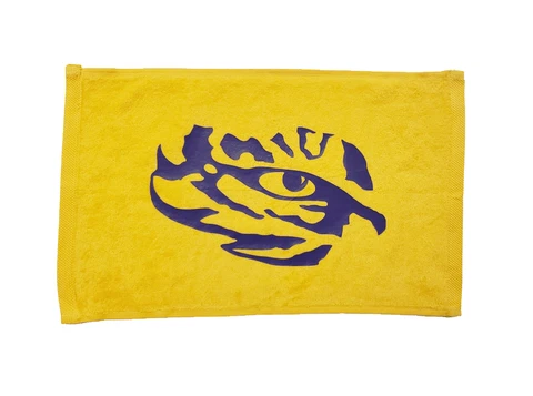 LSU Tigers Louisiana Gold Rally Towel Purple Vinyl Logo 11" x 18" 100% Cotton Cover