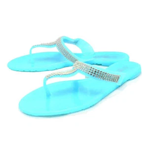 SANDALIAS PLANAS DE MUJER SEÑORA JELLY CHANCLAS BRILLANTES ZAPATOS DE VERANO TANGAS - Imagen 1 de 8