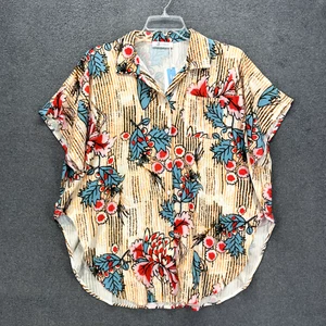 CUPSHE Oversize Top Damen Medium Blumen Cover Up Tropical Hawaii Shirt Tunika - Bild 1 von 17