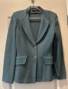 ST. JOHN Knit Tweed Blazer Jacket Blue Women’s Size 4
