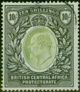 B.C.A Nyasaland 1903 10s Grey-Green & Black SG65 Fine Used (2) - Picture 1 of 1